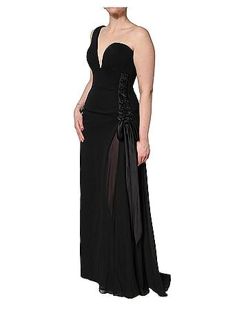 Dolce & Gabbana Basic Black One Shoulder Neckline Long Gown Women's Dress (view 2)