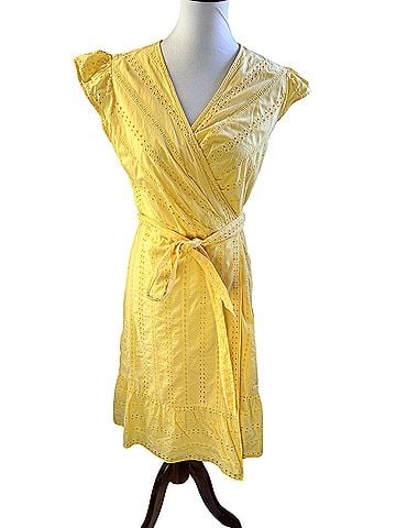 Draper James Eyelet Flutter Sleeve Wrap Casual Dress (view 1)