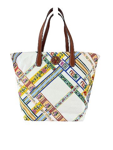 Tory Burch Key Item Canvas Ribbon Weave Bias Allover Tote (view 1)