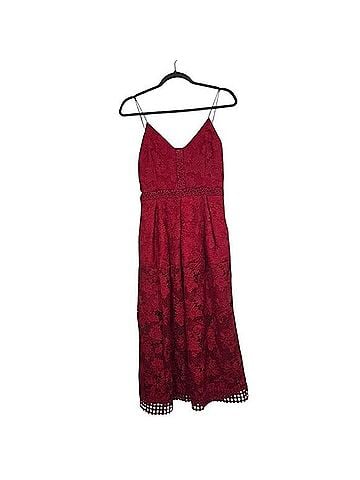 REVOLVE Nicholas Red Floral Lace Rouleau Ball Midi Dress Cocktail Dress (view 2)