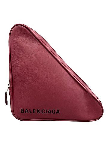Balenciaga BALENCIAGA 476976 Leather Clutch Bag, Red, Women's, Triangle Design (view 1)