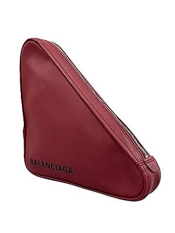 Balenciaga BALENCIAGA 476976 Leather Clutch Bag, Red, Women's, Triangle Design (view 2)