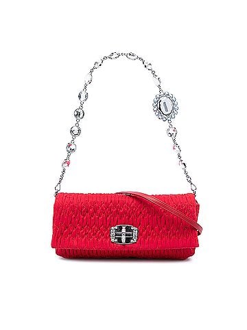 Miu Miu Matelasse Nylon Crystal Chain Satchel (view 1)