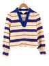 Pomander Place 50% Polyester 50% Cotton 100% Cotton Stripes Multi Color Short Sleeve Blouse Size XS - photo 1