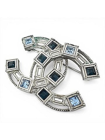 Chanel CHANEL Coco Mark Rhinestone Brooch B17S Silver Women's (view 1)
