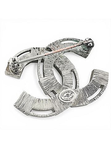 Chanel CHANEL Coco Mark Rhinestone Brooch B17S Silver Women's (view 2)