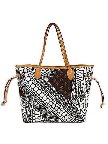 Louis Vuitton LOUIS VUITTON Neverfull MM M40684 Tote Bag, Damier Azur Canvas, White, Women's, Yayoi Kusama Collaboration (view 1)