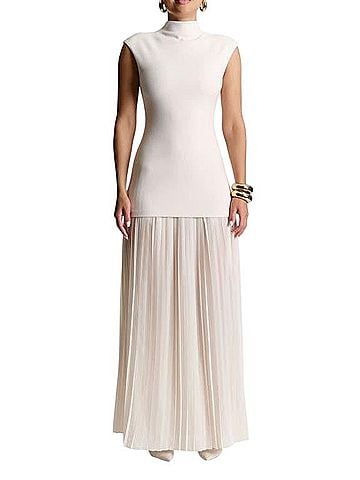 Naked Wardrobe Funnel Neck Mixed Media Dress Cocktail Dress (view 1)