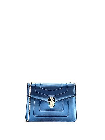 Bvlgari Serpenti Forever Square Shoulder Bag Metallic Leather Small (view 1)