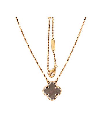 Van Cleef & Arpels Vintage Alhambra Pendant Necklace 18K Rose Gold and Grey Mother of Pearl (view 2)