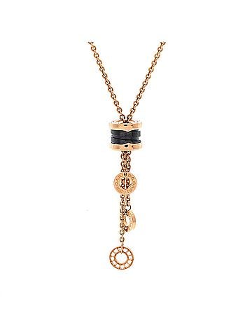 Bvlgari B.Zero1 3 Charm Necklace 18K Rose Gold and Ceramic and Diamonds (view 1)