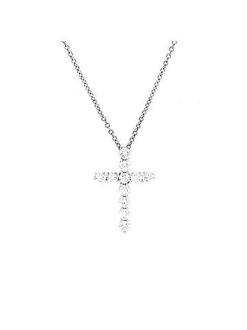 Tiffany & Co. Cross Pendant Necklace Platinum and Diamonds Small (view 1)
