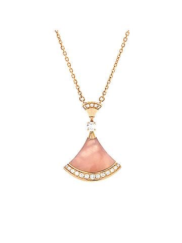 Bvlgari Divas' Dream Pendant Necklace 18K Rose Gold with Pink Opal and Diamonds Large (view 1)