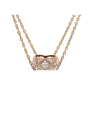 Chanel Coco Crush Double Chain Pendant Necklace 18K Beige Gold and Diamonds (view 1)