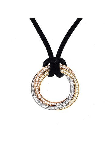 Cartier Trinity on Cord Necklace Silk Cord with 18K Tricolor Gold and Pave Diamonds Medium (view 1)