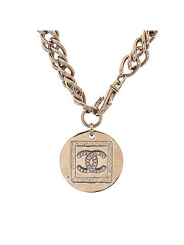 Chanel CC Round Charm Chain Choker Necklace Metal with Crystals (view 1)