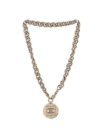 Chanel CC Round Charm Chain Choker Necklace Metal with Crystals (view 2)