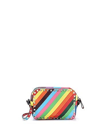 Valentino Garavani Rockstud 1973 Camera Crossbody Bag Striped Leather (view 1)