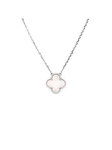 Van Cleef & Arpels Vintage Alhambra Pendant Necklace 18K White Gold and Mother of Pearl (view 1)
