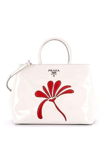 Prada Flowers Convertible Open Tote Spazzolato Leather Medium (view 1)