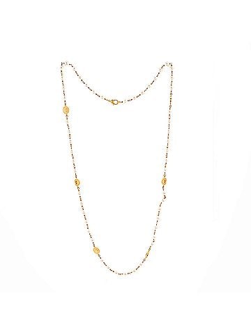 Chanel Paris Button Long Station Necklace Faux Pearls with Metal (view 2)