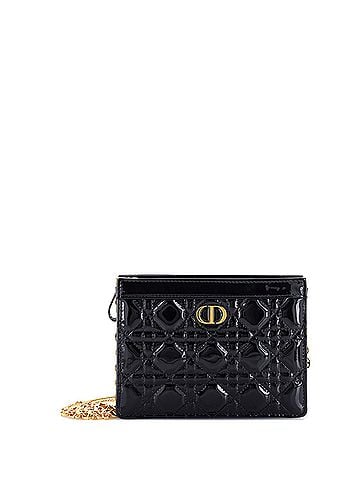 Christian Dior Caro Zipped Pouch With Chain Cannage Quilt Patent (view 1)