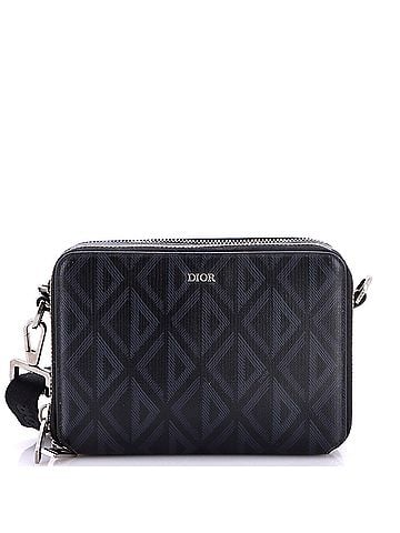 Christian Dior Double Zip Crossbody Pouch CD Diamond Coated Canvas (view 1)