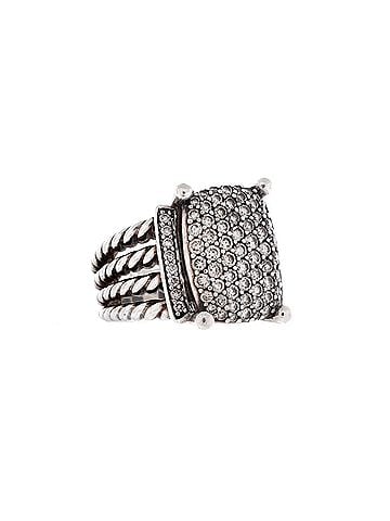 David Yurman Wheaton Ring Sterling Silver and Diamonds 16mm (view 2)