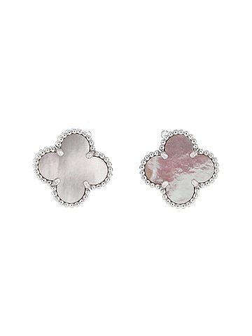 Van Cleef & Arpels Vintage Alhambra Earrings 18K White Gold and Mother of Pearl (view 1)