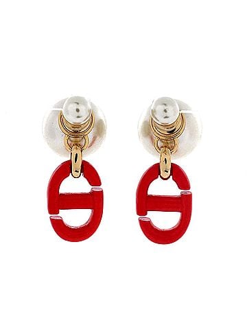 Christian Dior Tribales Dangle Stud Earrings Metal with Resin and Faux Pearls (view 1)