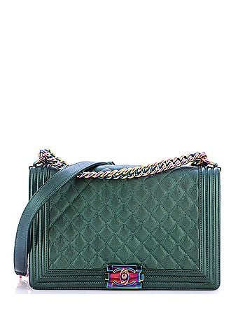 Chanel Boy Flap Bag Quilted Iridescent Goatskin New Medium (view 1)