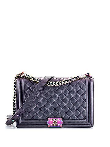 Chanel Boy Flap Bag Quilted Iridescent Goatskin New Medium (view 1)
