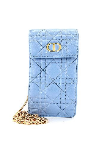 Christian Dior Caro Phone Holder with Chain Cannage Quilt Calfskin (view 1)