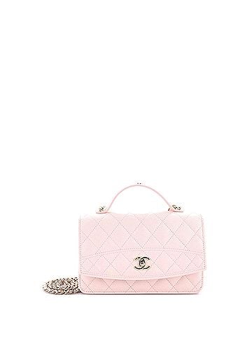 Chanel CC Turnlock Top Handle Wallet on Chain Quilted Caviar (view 1)