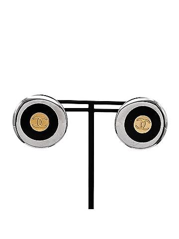 Chanel CHANEL Round Earrings, Metal, Silver, Women's (view 1)
