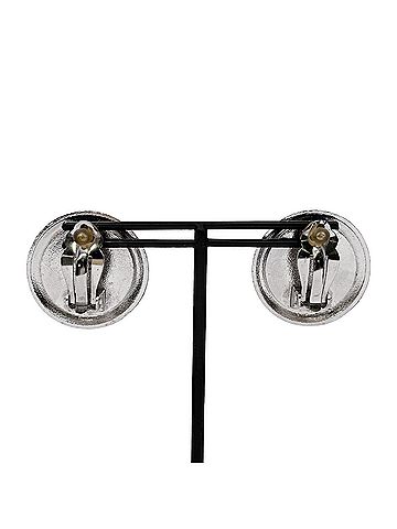 Chanel CHANEL Round Earrings, Metal, Silver, Women's (view 2)