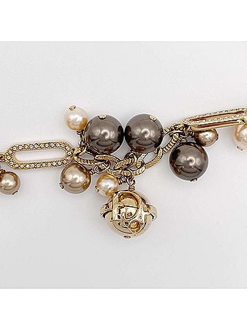 Christian Dior Christian Dior Dior Rhinestone Costume Pearl Necklace Pendant, Gold, for Women (view 2)