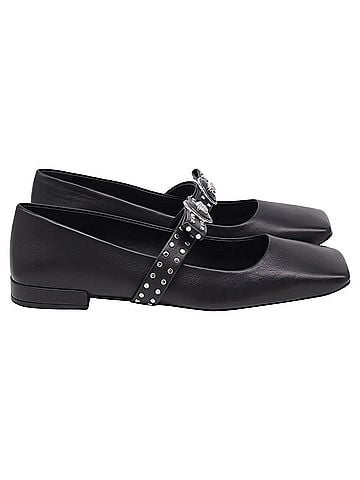 Versace Versace Gianni Ribbon Studded Ballet Flats in Black Leather (view 1)