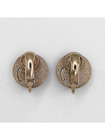 Chanel CHANEL Chanel Coco Mark Earrings Round 07A Metal Black Women's (view 2)