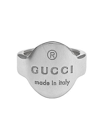 Gucci GUCCI trademark oval logo ring, SV925 silver, item number 7783, for men and women. (view 1)
