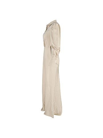 Self-Portrait Self-Portrait Embroidered-Design Maxi Dress in Cream Satin (view 2)