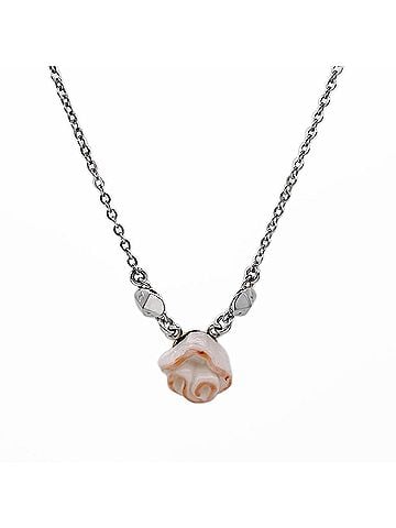 Christian Dior Christian Dior Dior necklace pendant, rose flower design, metal, silver, women's. (view 1)