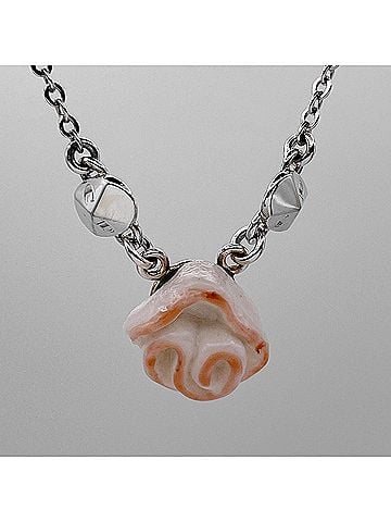 Christian Dior Christian Dior Dior necklace pendant, rose flower design, metal, silver, women's. (view 2)