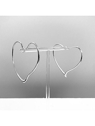 Tiffany & Co. TIFFANY & Co. Open Heart Hoop Earrings, Elsa Peretti Design, SV925, Large, Silver, Women's (view 2)