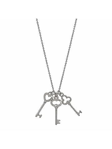 Tiffany & Co. TIFFANY & Co. Three Key Heart Crown Oval Necklace Pendant, SV925 Silver, Women's (view 2)