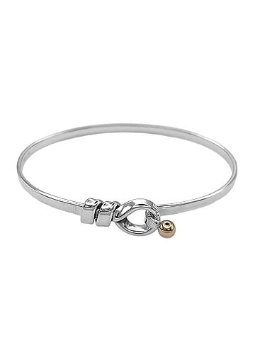 Tiffany & Co. TIFFANY & Co. Hook Eye Bangle Bracelet, SV925 K18YG, Silver, Women's (view 1)