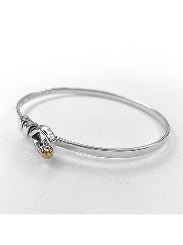 Tiffany & Co. TIFFANY & Co. Hook Eye Bangle Bracelet, SV925 K18YG, Silver, Women's (view 2)