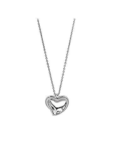Tiffany & Co. TIFFANY & Co. Curved Heart Necklace Pendant by Elsa Peretti, SV925 Silver, for Men and Women (view 1)