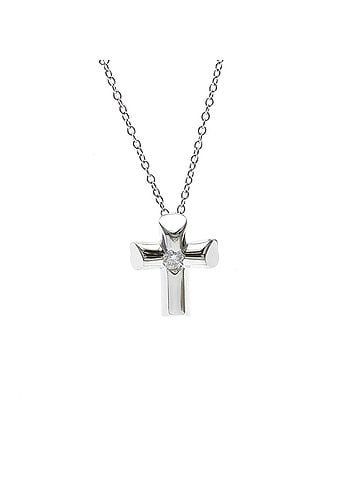 Tiffany & Co. TIFFANY Tenderness Heart Cross Necklace White Gold (18K) Diamond Polished (view 1)