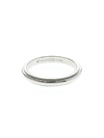 Tiffany & Co. TIFFANY Milgrain Band Ring Platinum Fashion No Stone Polished (view 1)
